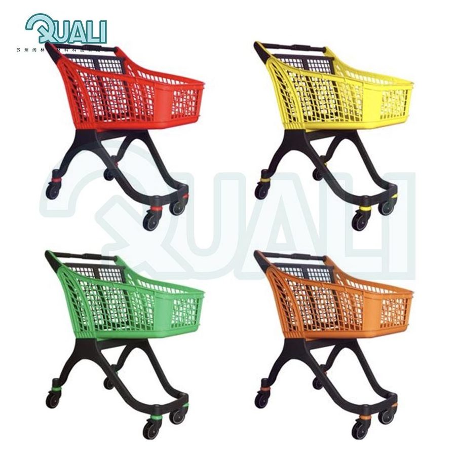 Quali Supermarket 180L Shopping Trolley Cart Plastic Grocery Trolley With Baby Seat