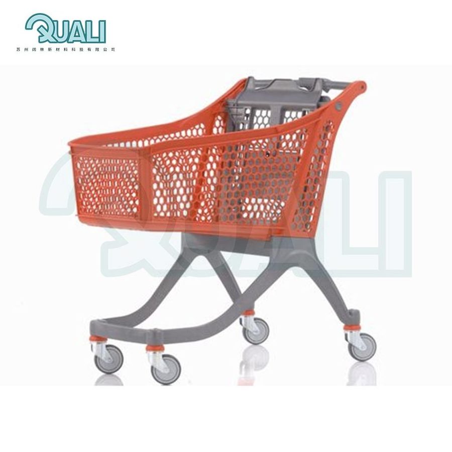 Quali Supermarket 180L Shopping Trolley Cart Plastic Grocery Trolley With Baby Seat