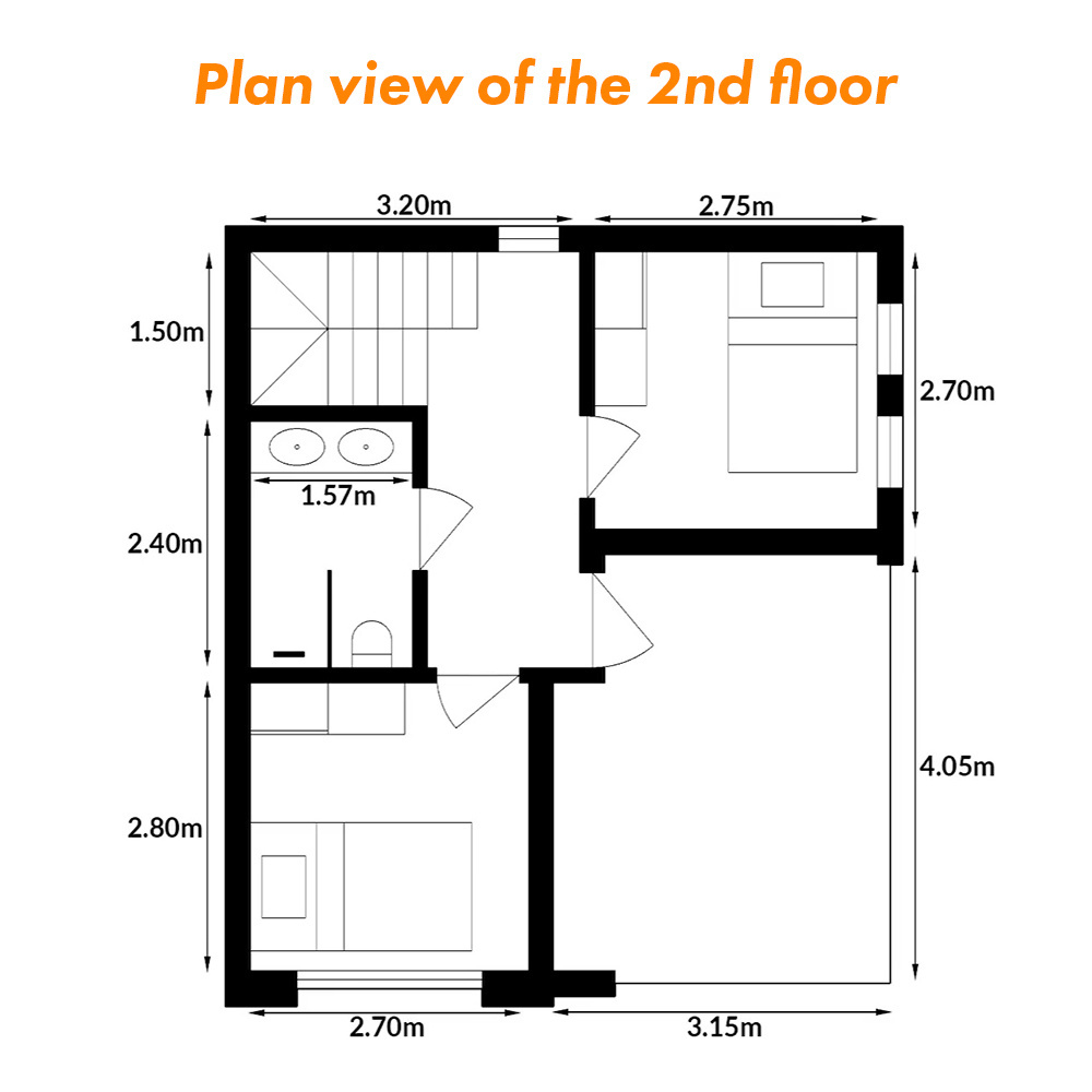 90Sqm 2 Storey Flexible Modular Home House Cottage 3 Bed 3 Bath Prefabricated Modern Residence Duplex Ready Made Luxury Villa