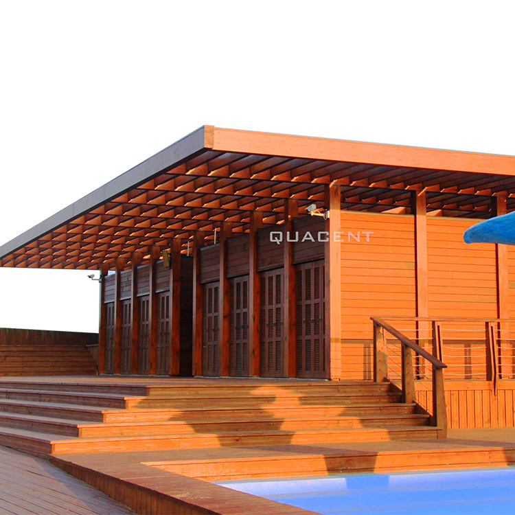 Quacent Low Cost Luxury Prefabricated House Build Wooden Villa Prefab Home For Resort Hotel Apartment Supermarket Cottage Hut