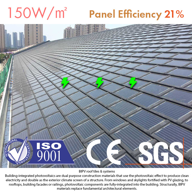 future trend Quacent Top Energy BIPV Solar Roof Tiles Construction/Building Materials Eco-friendly solar shingles BIPV system so