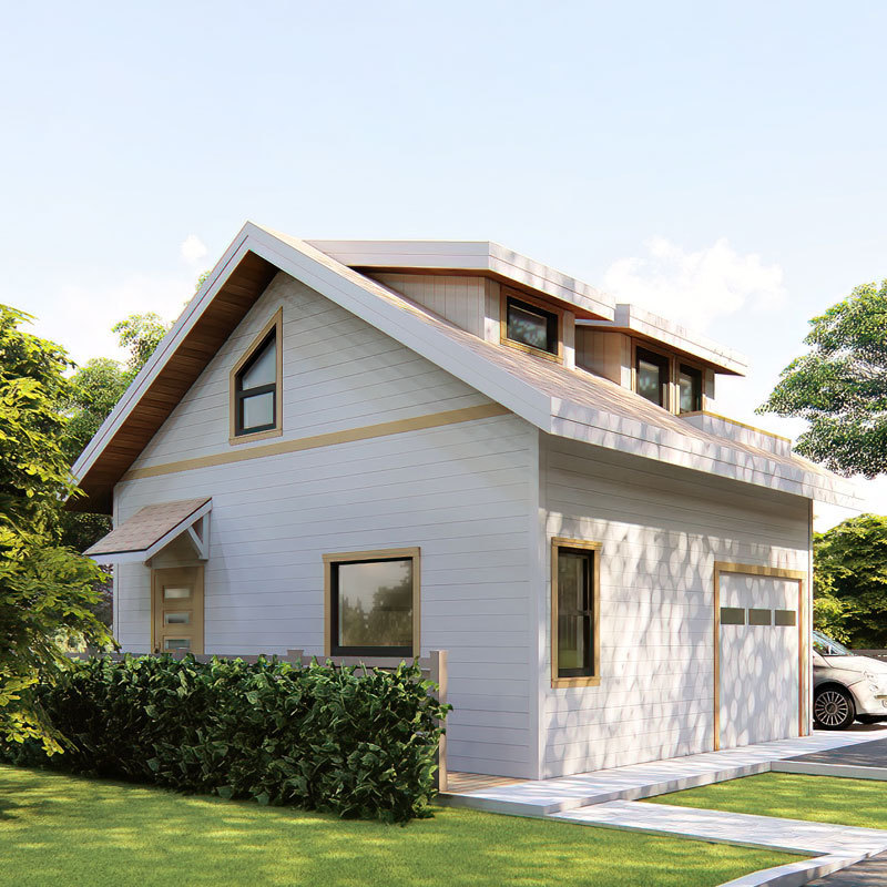 Quacent Two Floors And Two Bedrooms Small Residential Tiny Prefab House Villa Casa Prefabricated Sips Home With One Car Garage