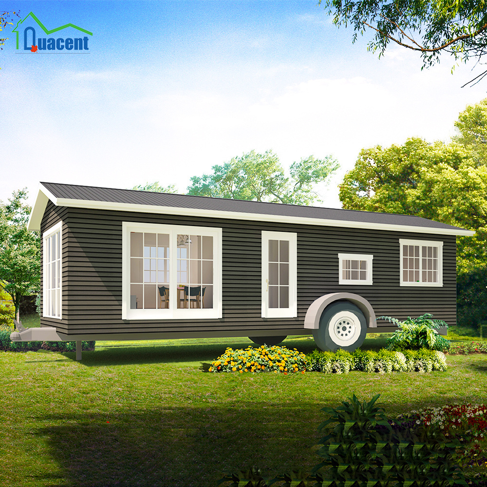 Cheap Small Tiny Ready To Ship Cabins Prefabricated Wood Luxury Prefab Mobile Home Portable Trailer House On Wheel For Sale