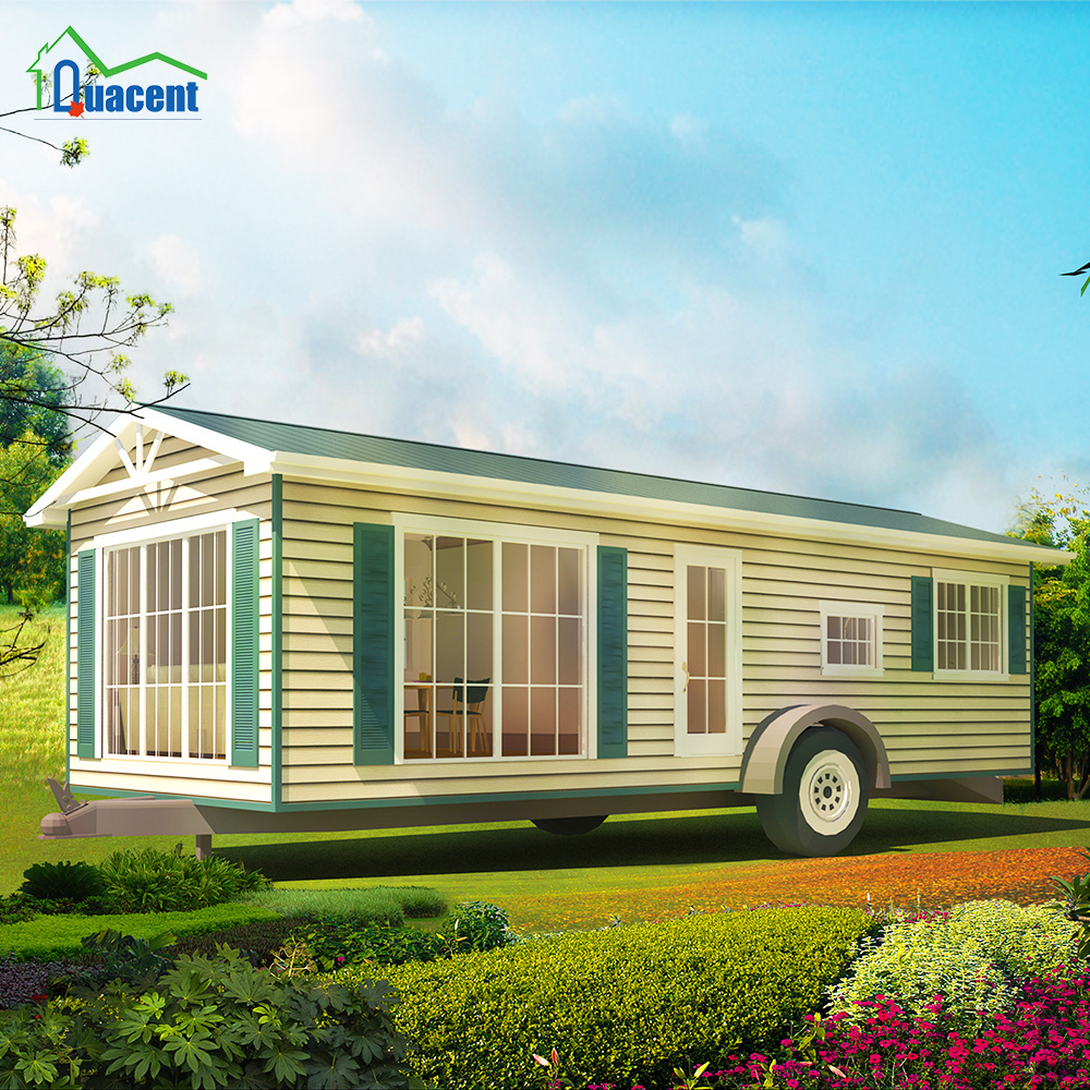 Cheap Small Tiny Ready To Ship Cabins Prefabricated Wood Luxury Prefab Mobile Home Portable Trailer House On Wheel For Sale