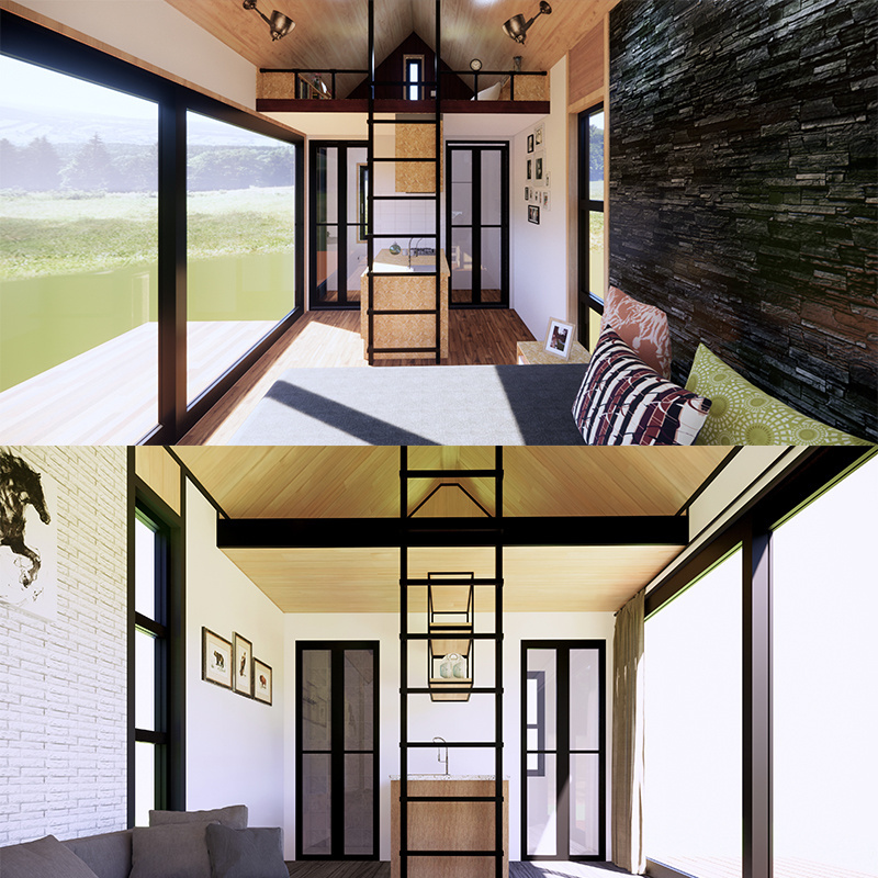 Quacent Luxury Mobile Tiny Home Small House Villa Prefabricated Home Customized Structure Prefab Estate Cottage Hut Apartment