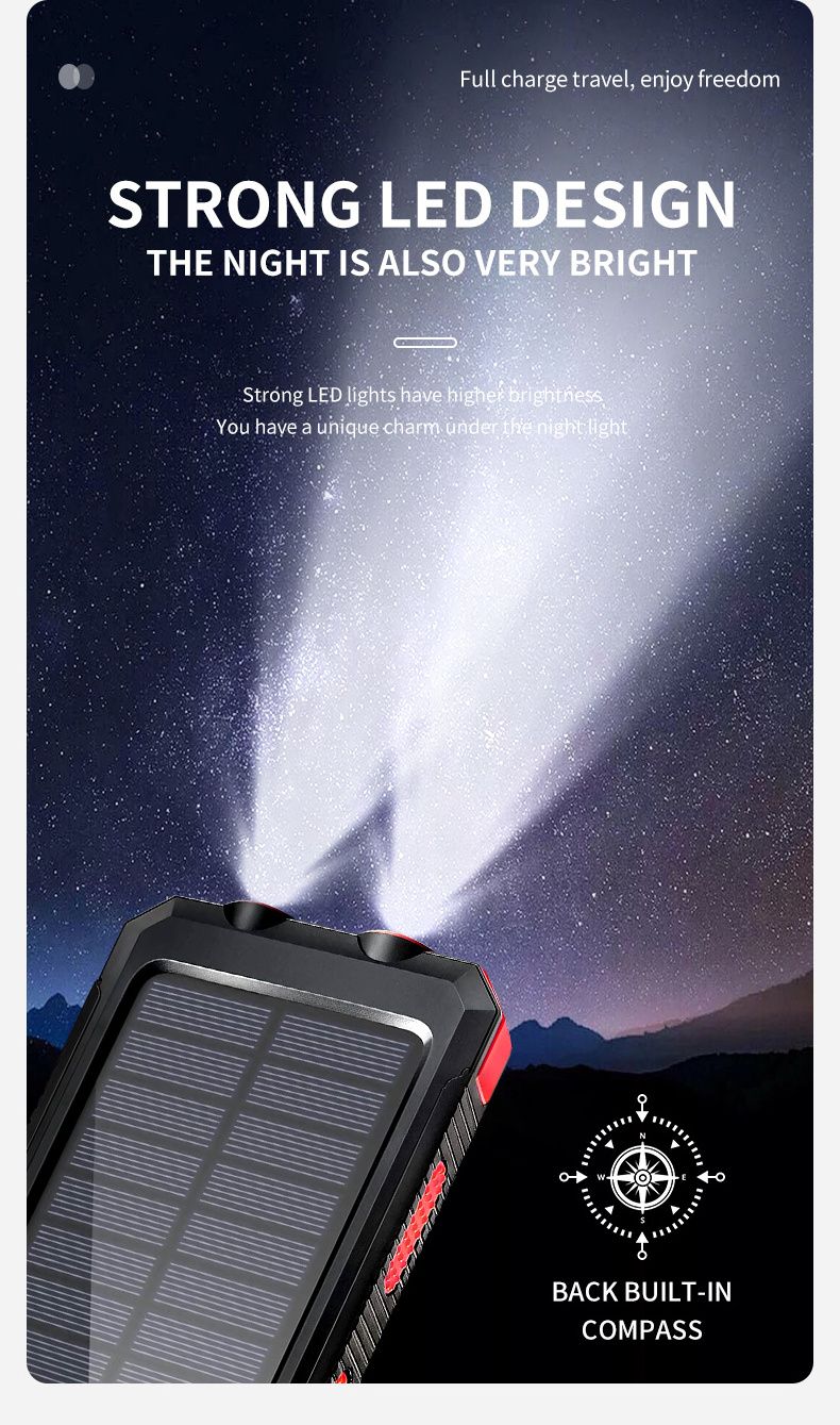 Multi-Purpose Portable 10000Mah 20000Mah 30000Mah 40000Mah Branded Battery Charger Solar Power Bank