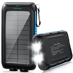 Products 2023 Solar Power Bank 30000mah Portable Waterproof Wireless Solar Power Bank Dual USB with 2 LED Flashlights