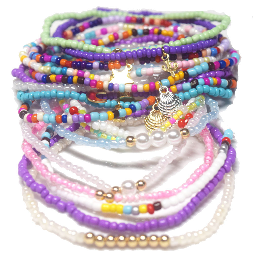 wholesale BOHEMIAN elastic cord glass bead african beaded fruit shell cactus charm ankle foot anklet accessories anklets jewelry