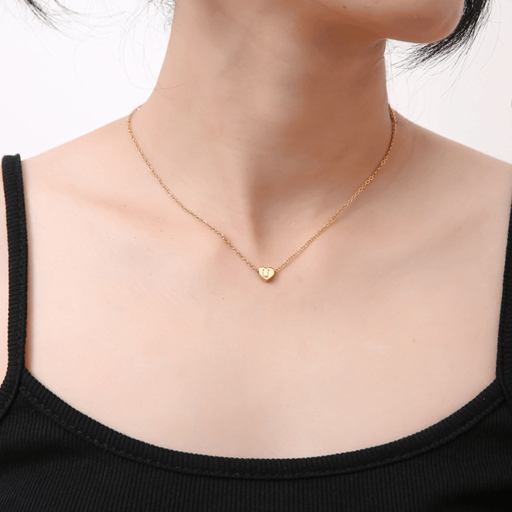 women stainless steel gold plated necklace pendant letters initial necklace letter bulk