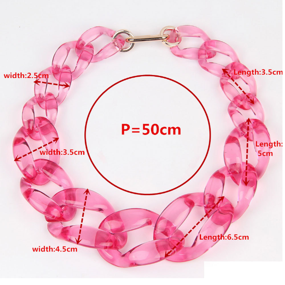 fashion women clear acetic acid clear acrylic statement chunky chain link choker necklace resin jewelry