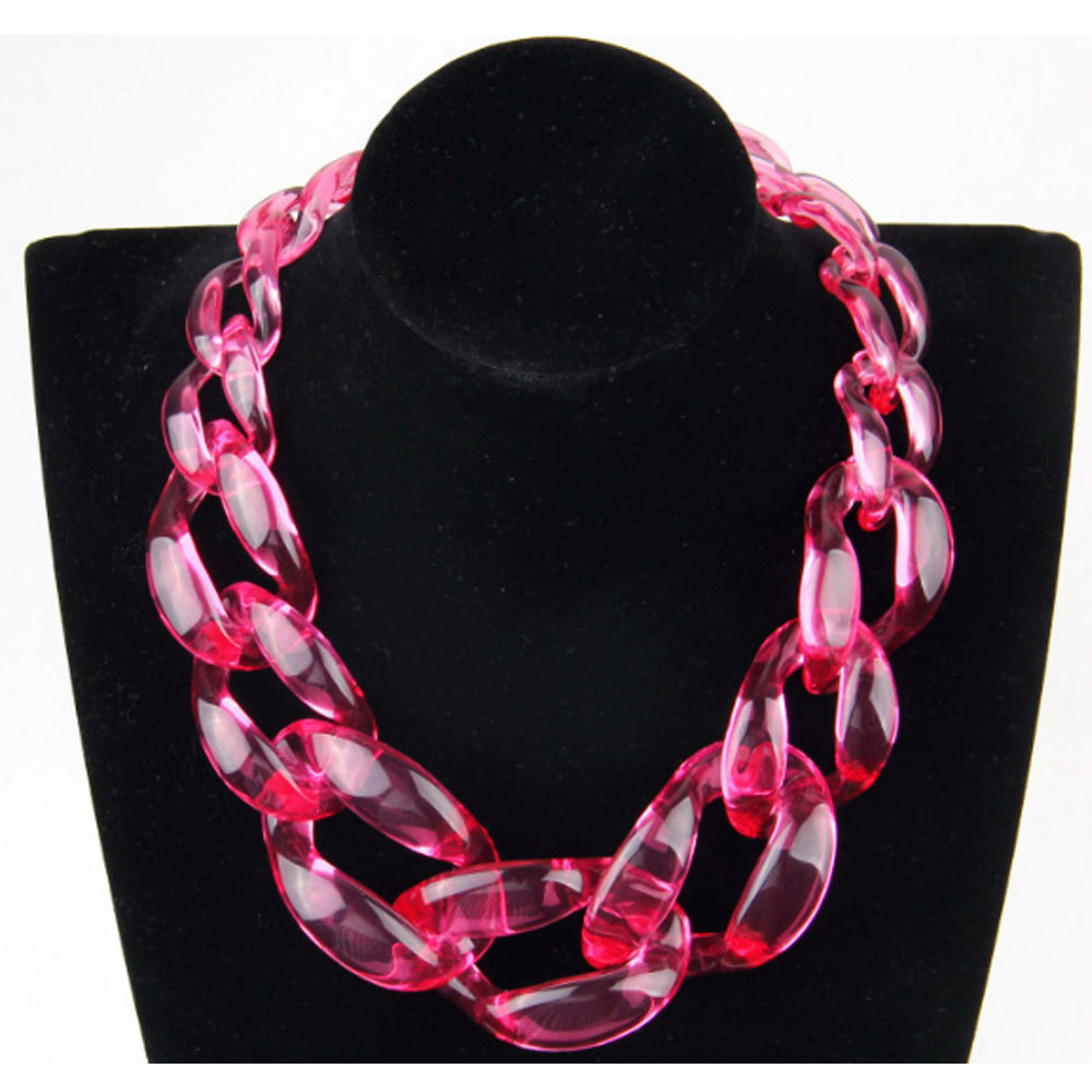 fashion women clear acetic acid clear acrylic statement chunky chain link choker necklace resin jewelry