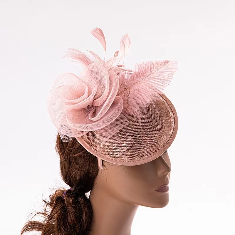 Custom Made Ladies Church Hats for Tea Party Wedding Feather Sinamay Fascinators Hats for women Headband Clip Headpiece