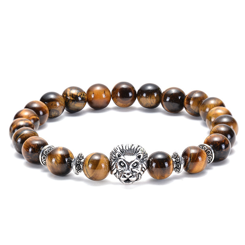 natural universe gemstone tiger eye round beads lion owl leopard buddha charm bracelet jewelry bracelets jewelry wholesale