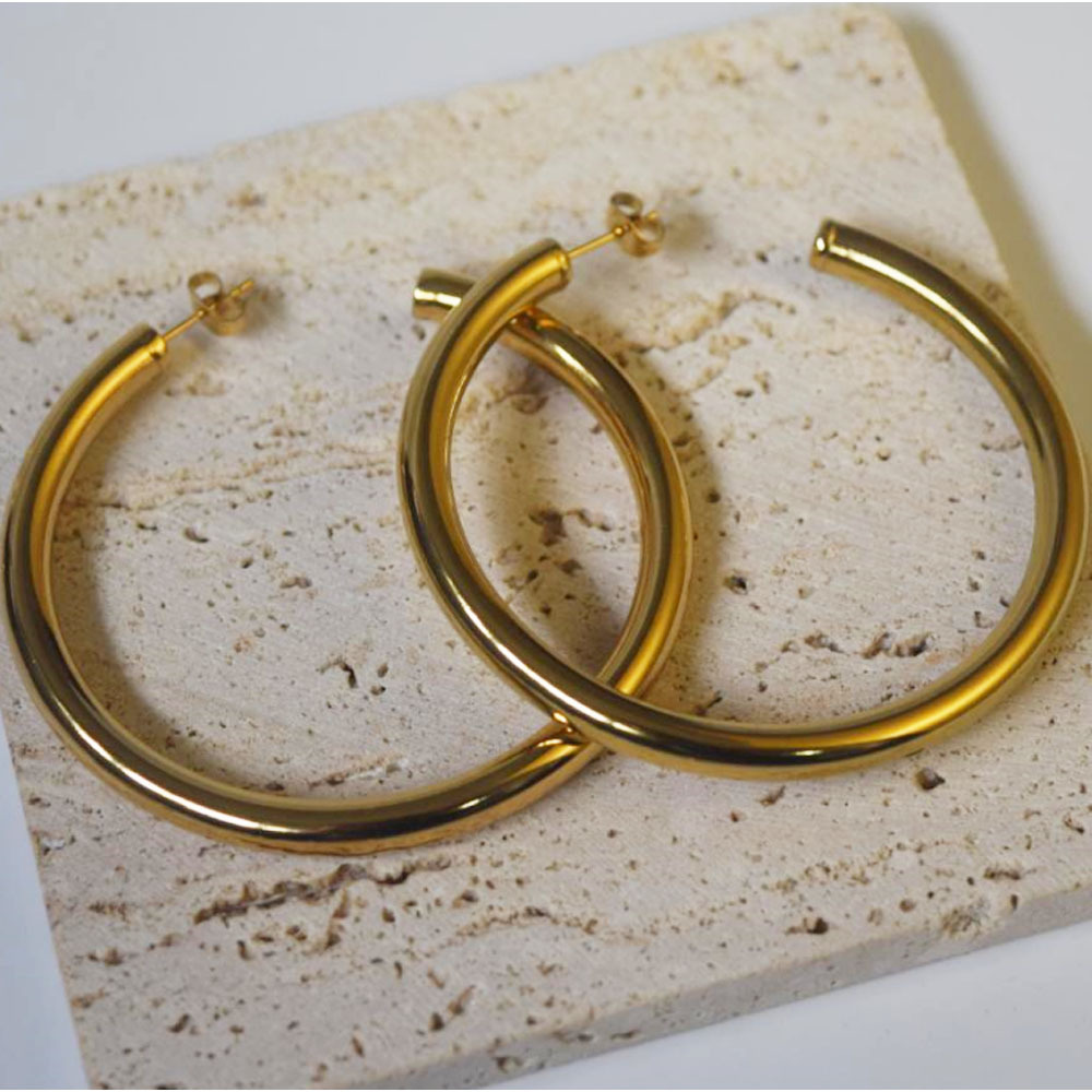 wholesale stainless steel hollow half hoop c earring gold plated earring jewelry for women China manufacturer factory supplier