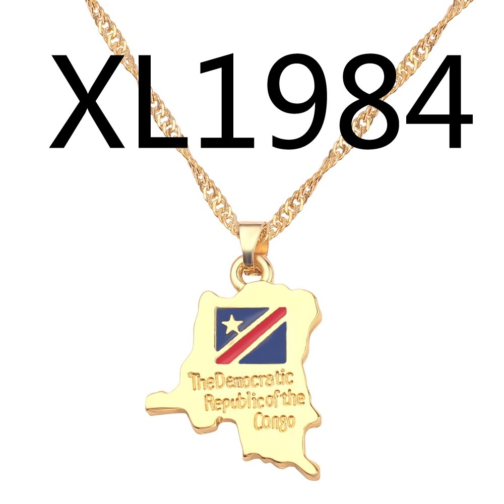 fashion brass alloy world map pendent necklace drop oil hip hop necklaces jewelry