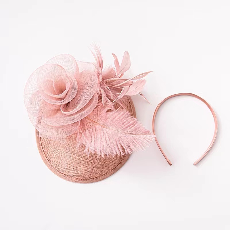 Custom Made Ladies Church Hats for Tea Party Wedding Feather Sinamay Fascinators Hats for women Headband Clip Headpiece