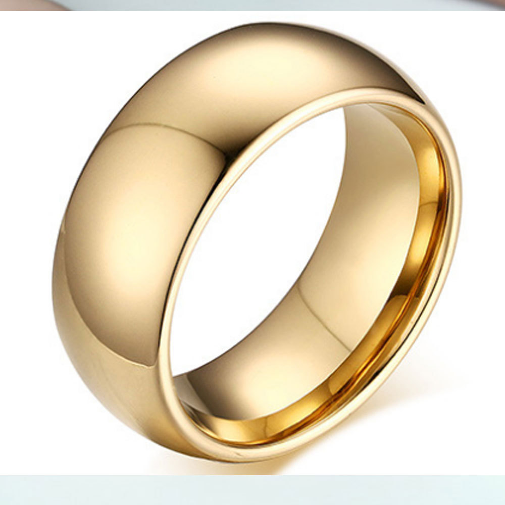 pure tungsten 18k gold plated brushed steel finger ring carbide steel Wolframe rings 4 6 8mm blank jewelry for women men