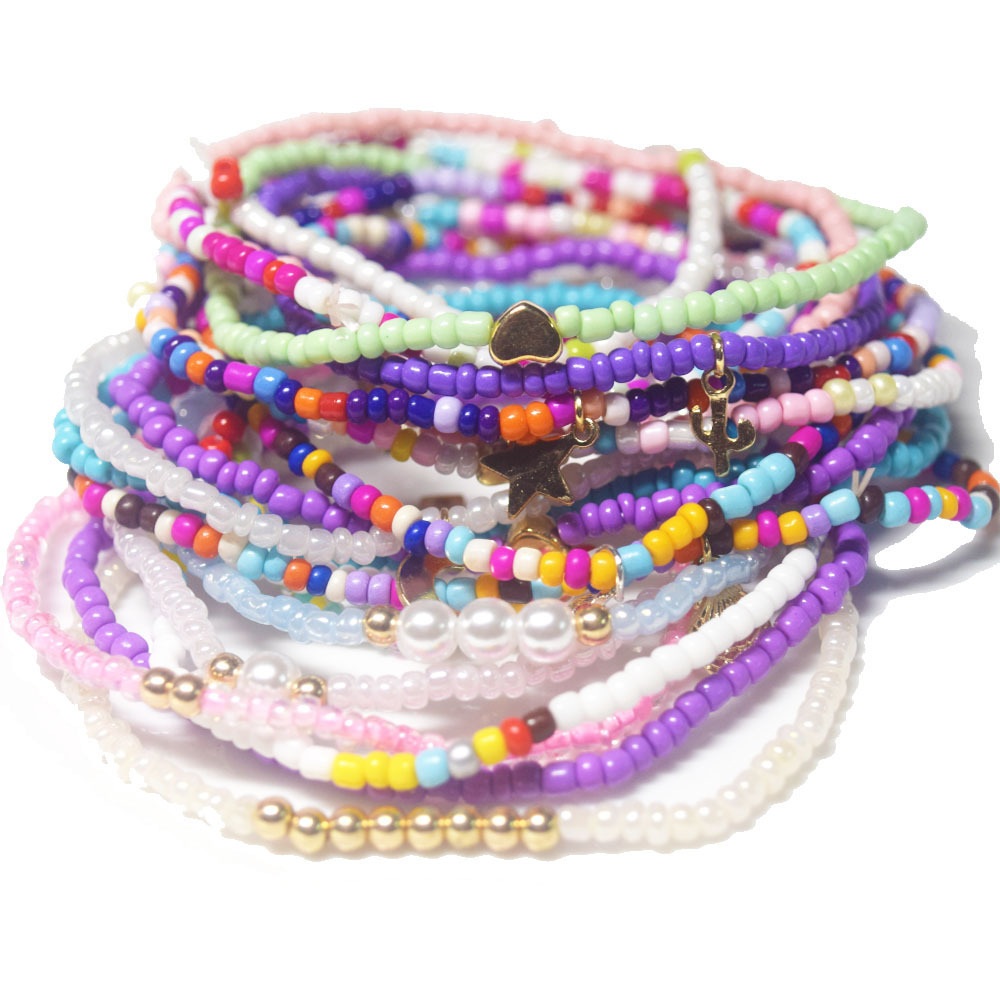 wholesale BOHEMIAN elastic cord glass bead african beaded fruit shell cactus charm ankle foot anklet accessories anklets jewelry