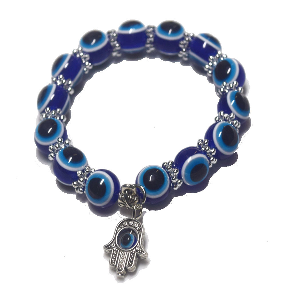 handmade cheap fashion women lucky turkish blue d-evil eye beads beaded bracelet jewelry elastic cord bracelets