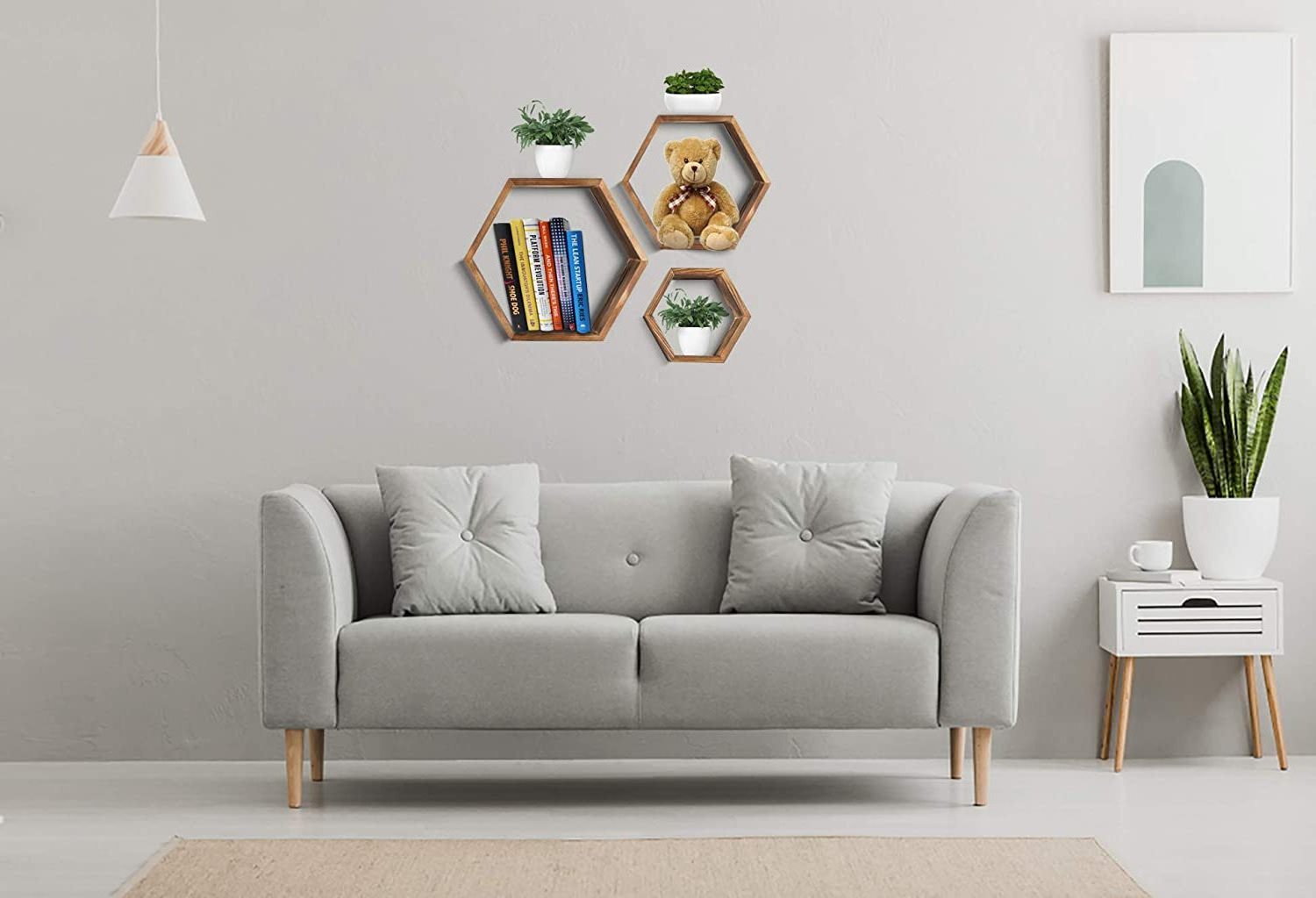 Hexagon Wall Decor Floating Shelves 3-Pack Decorative Wall Shelf Set  Screws And Anchors Included