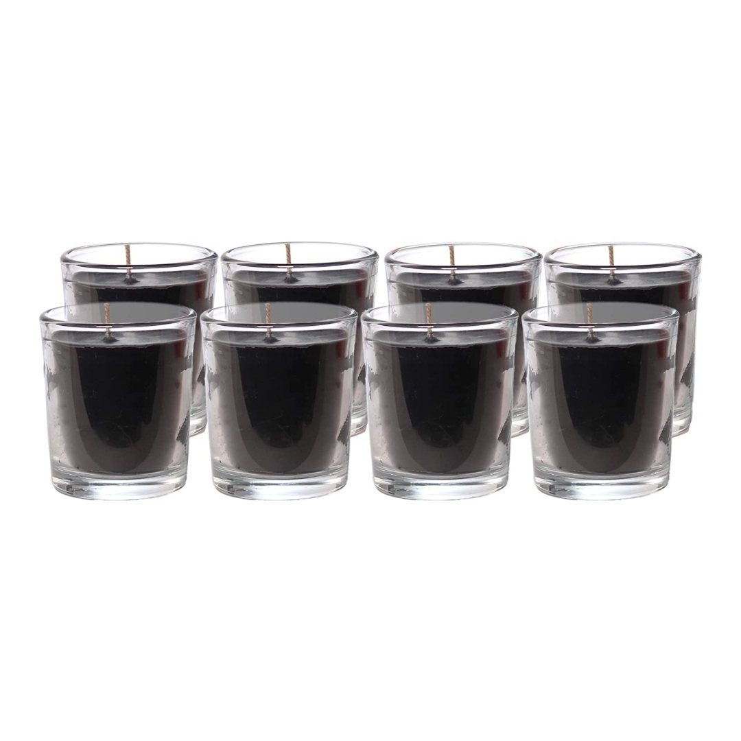 Unscented Votive Candles BLACK Handmade Interior Decoration Paraffin Wax Tea Light in Glass Scented 3 Pounds Pillar 14 Hours