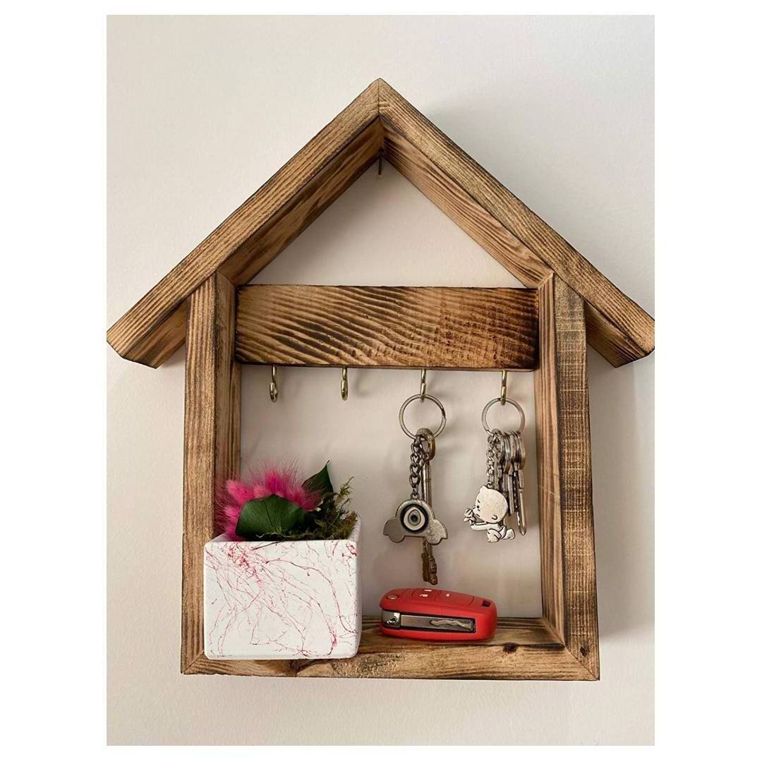 Wall Mounted Key Holder Wooden Organizer