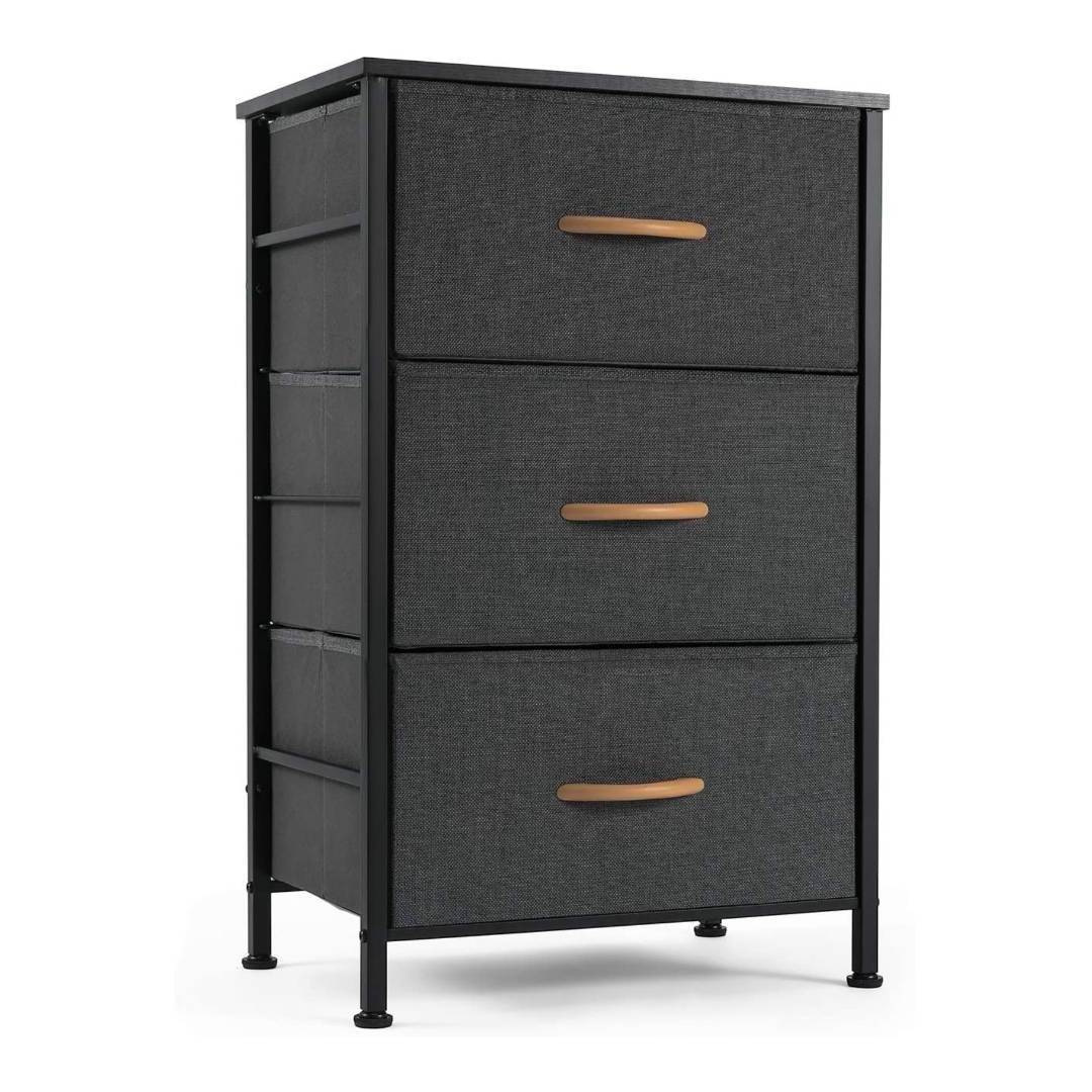 Nightstand Chest with 3 Fabric Drawers