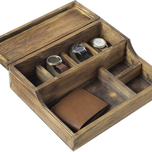 Watch Jewelry Box for Men 6 Slot Watch Box,6 Watch Case 8 Pair Cufflinks and Sunglasses Display Box,Wood Large Watch Display Cas