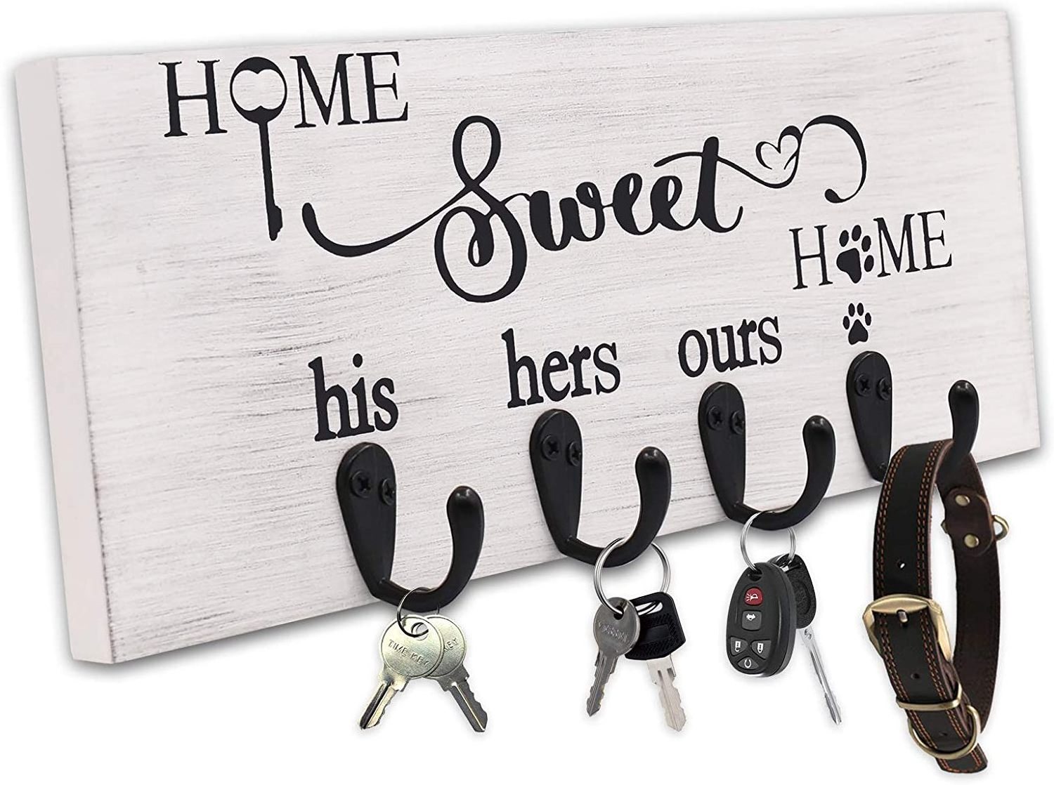 Housewarming Key Holders New His Hers Ours Dog Paw Key and Leash Hanger Key Ring Organization for Wall