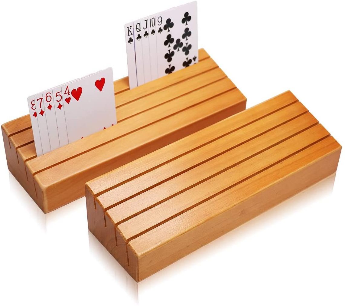 Wood Playing Card Holders Tray Racks Organizer