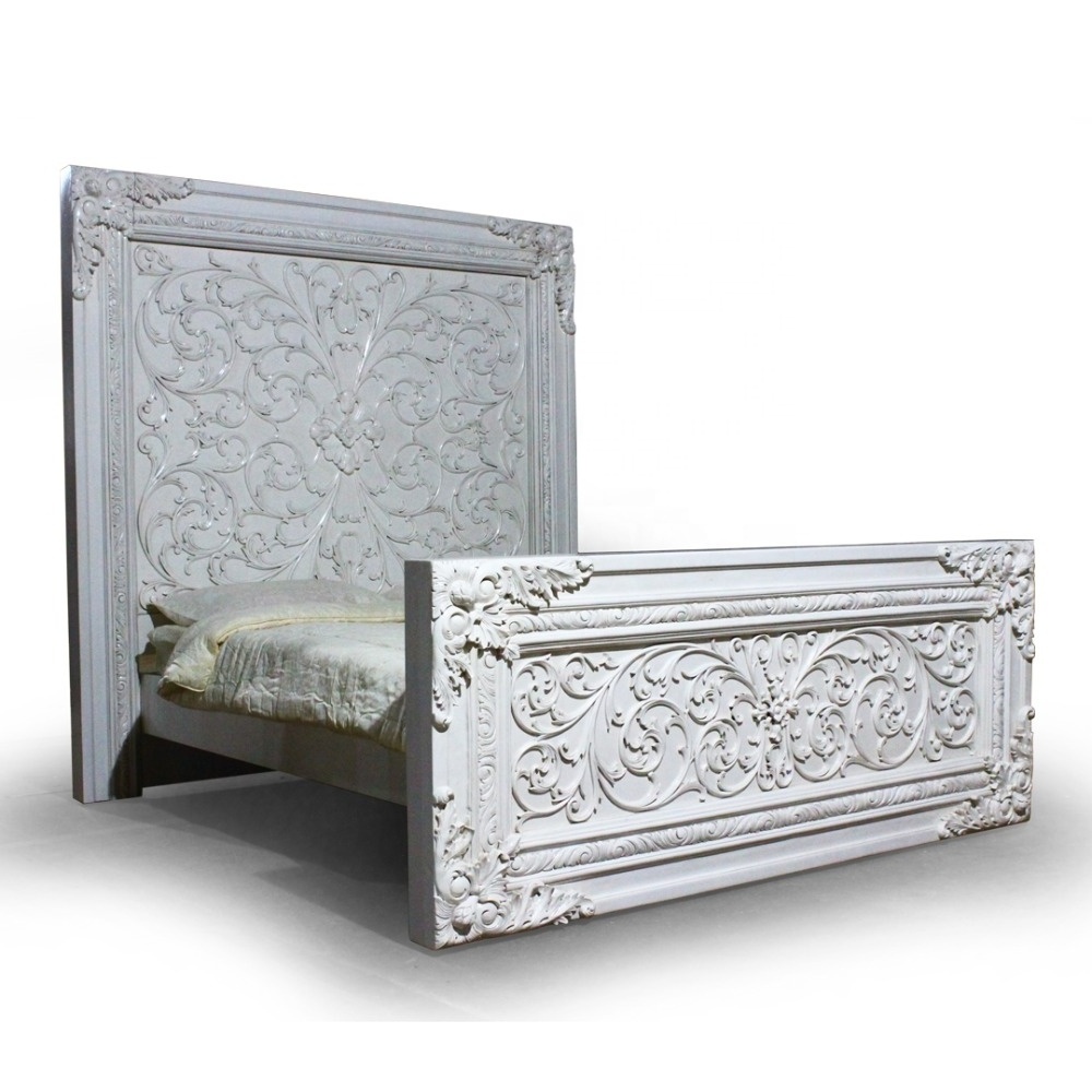 Antique Hand Carved Mahogany Bed Luxury Bedroom Furniture