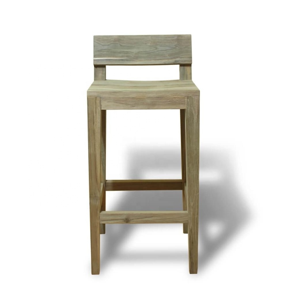 Moha Simple Teak Bar Chair with Antique Distressed Finish