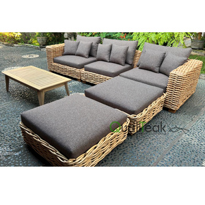 New Design Natural Wicker Rattan Garden Sofa Set Handmade High Quality Product with Stain proof Cushion