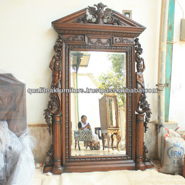 Antique Carved Mahogany Wall Mirror