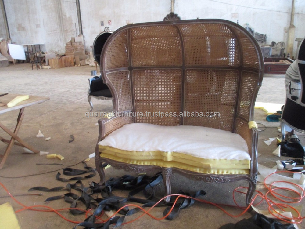 Antique Canopy Chair With Woven Cane, Callie Living Room Chairs