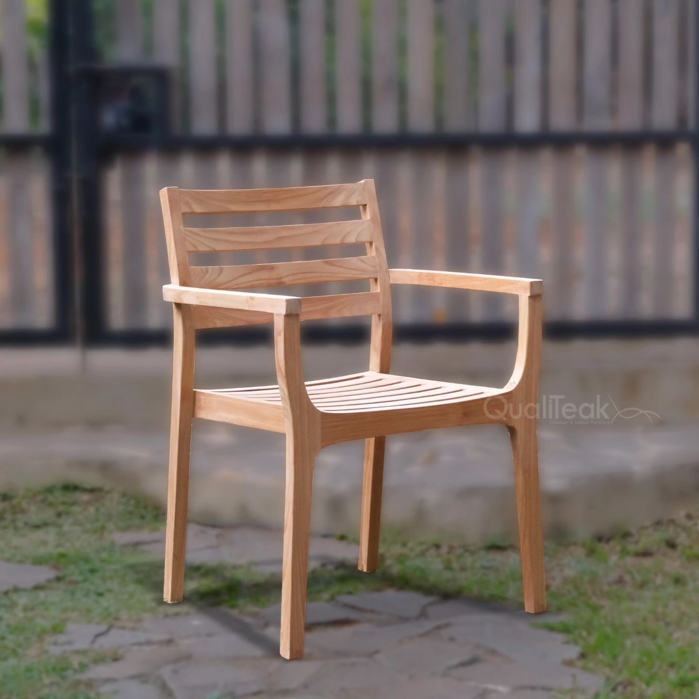 Hot Sales Teak Wood Outdoor Stacking Chair With Back Rest High Durability For Outdoor Usage