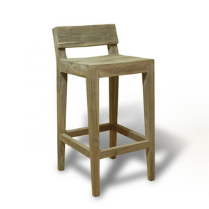 Moha Simple Teak Bar Chair with Antique Distressed Finish