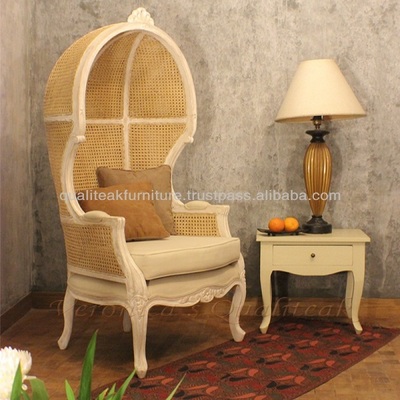 Antique Canopy Chair With Woven Cane, Callie Living Room Chairs