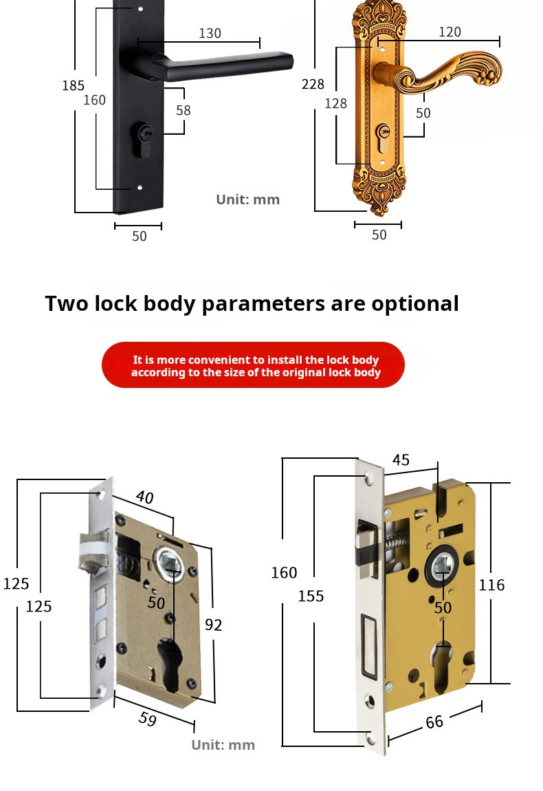 Room door lock indoor black bedroom wooden door lock project mute handle hardware lock handle wholesale mechanical