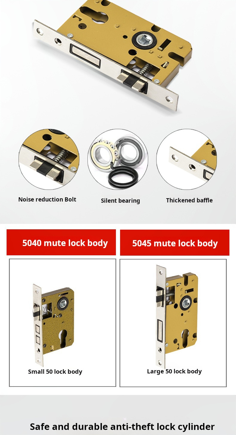 Room door lock indoor black bedroom wooden door lock project mute handle hardware lock handle wholesale mechanical