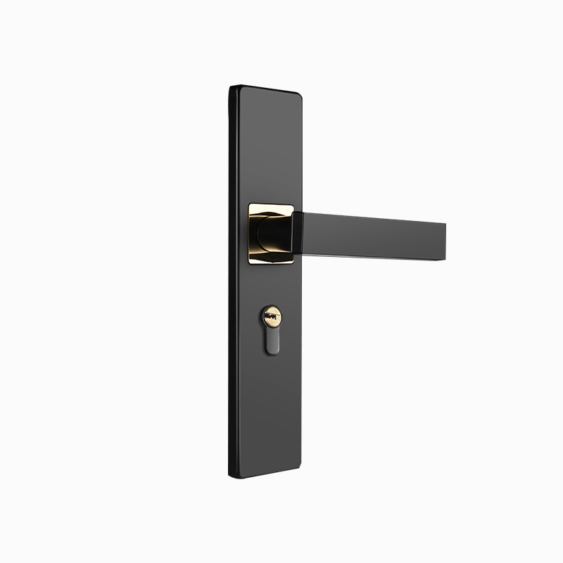 Room door lock indoor black bedroom wooden door lock project mute handle hardware lock handle wholesale mechanical