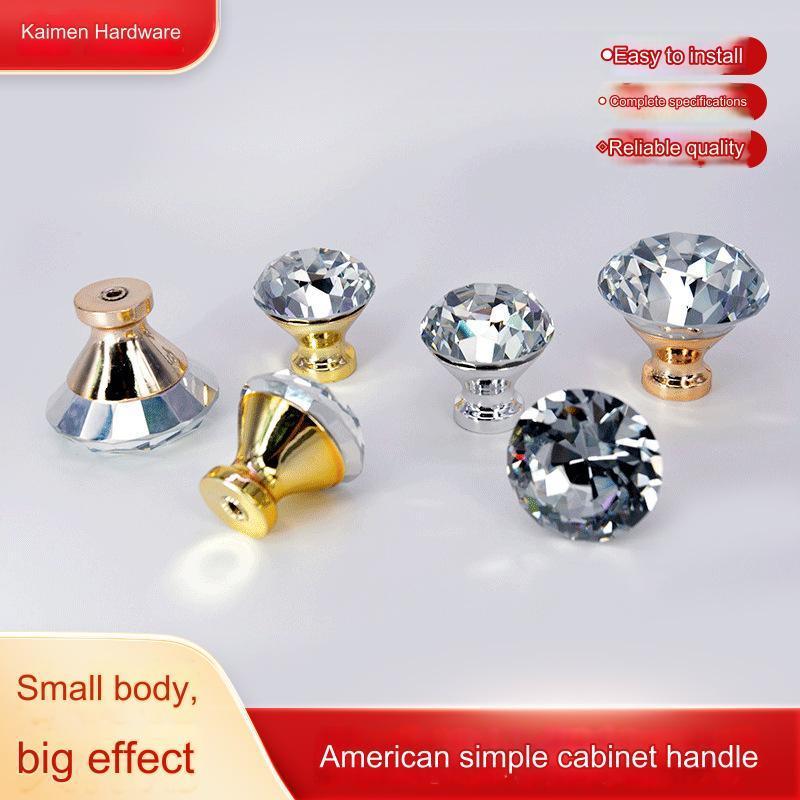 Factory Customized Wholesale Fashion Furniture American Simple Cabinet Handle Crystal Single Hole Drawer Gold Knob Pulls