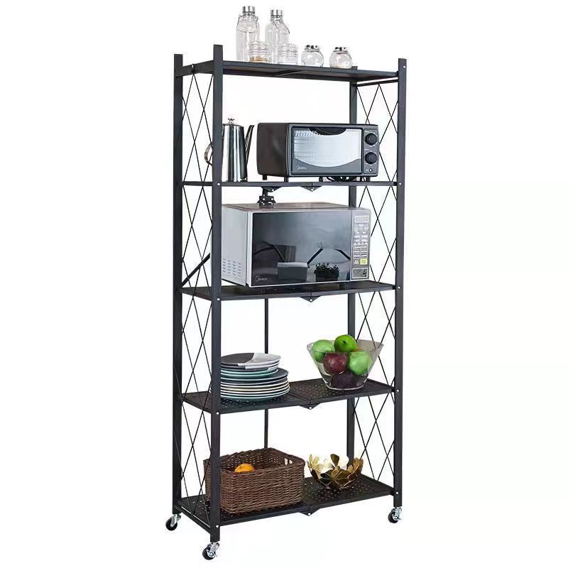 Factory Wholesale Customized Mobile Folding Shelf Kitchen Installation Free Floor Multi-Layer Shelf Living Room Storage Shelf