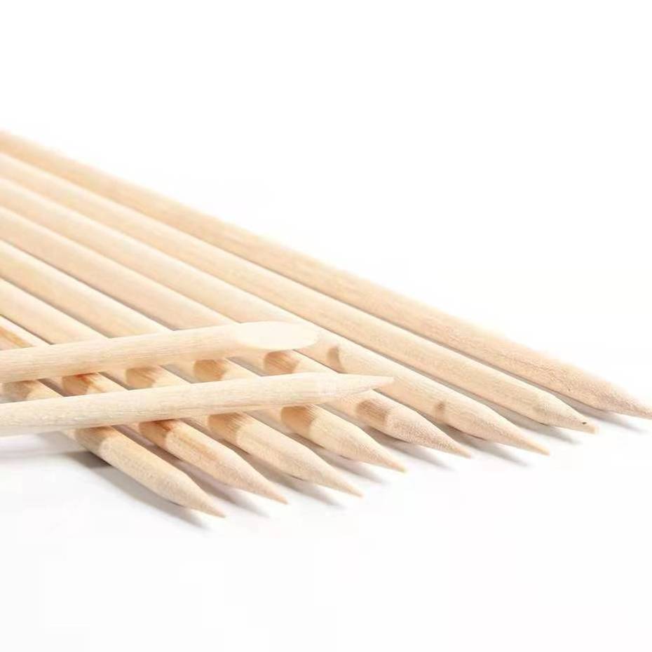 100 pcs Biodegradable Natural Wooden Push Drill Sticks Dead Skin Pusher Nail Sticks