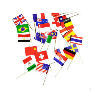 High Quality National Cocktail Flag Wooden Toothpick Flags With Custom Logo