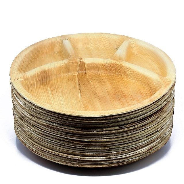 Plate Areca Palm Leaf Wooden romantic Disposable Party restaurant home Plate Dish Bagasse Paper Plate Round 1 Boxes /