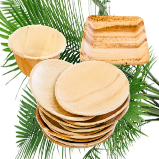 Plate Areca Palm Leaf Wooden romantic Disposable Party restaurant home Plate Dish Bagasse Paper Plate Round 1 Boxes /