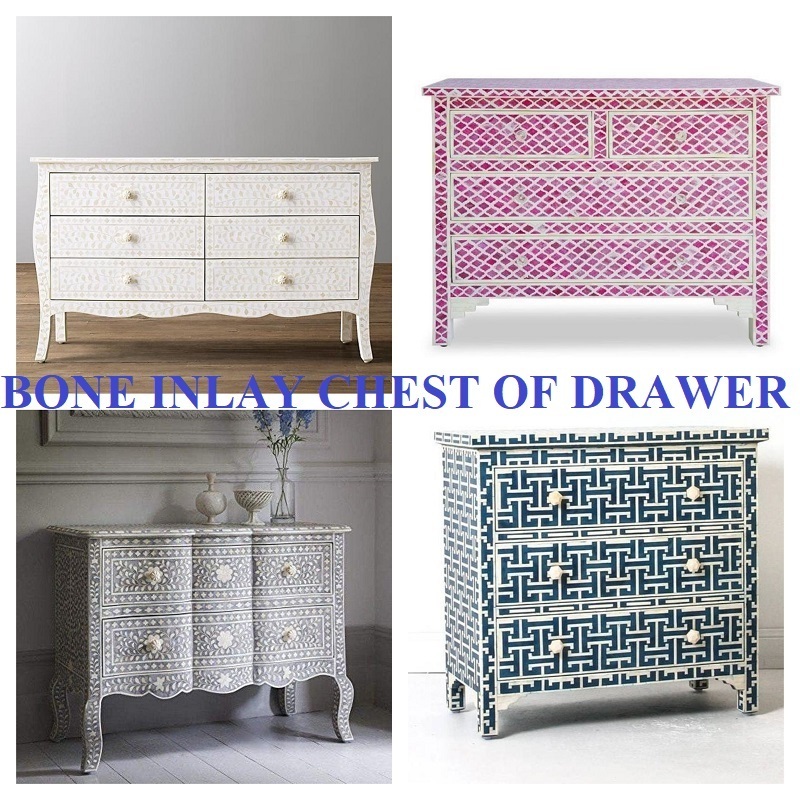 Bone Inlay Chest 7 Drawer Living Room Cabinet Bone Inlay Dresser Bone Inlay Furniture home furniture by Quality Handicrafts