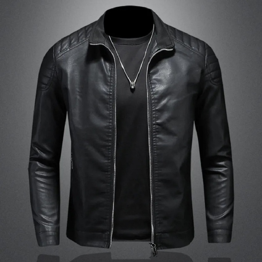 Trend Motorcycle Jacket Spring Mens Fashion Leather Jacket Slim Fit Anti-Wind Motorcycle Jackets Men Biker Coat