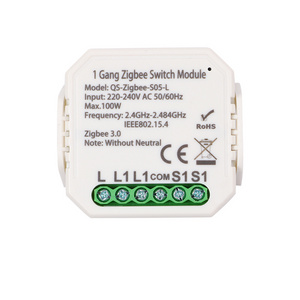 no neutral Zigbee switch 1 gang 2 way used for push button rocker switch Zigbee relay no neutral